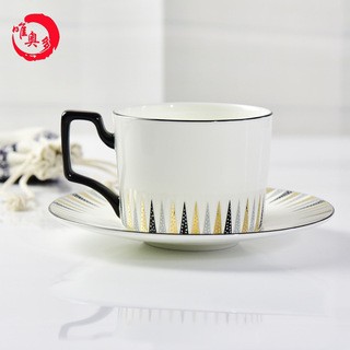 批发纯白陶瓷咖啡杯碟 欧式简约骨瓷杯碟套装 商务礼品可定logo图片