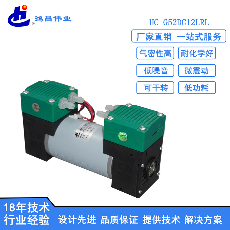 HC G52DC12LRL微型气泵 双头负压95KPa微型泵价钱 环境监测电动采样气泵图片