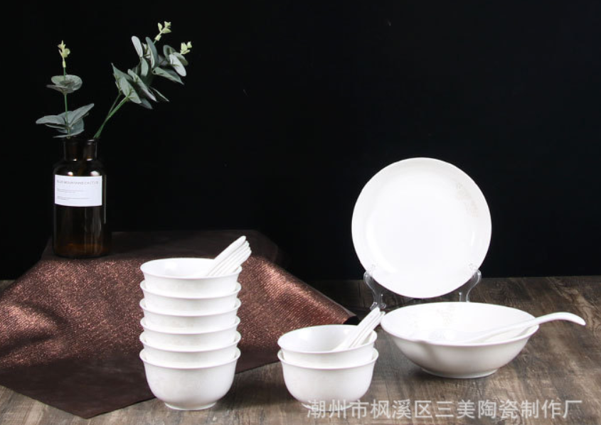 碗碟套装-家用北欧现代金边碗盘-餐具套装组合图片