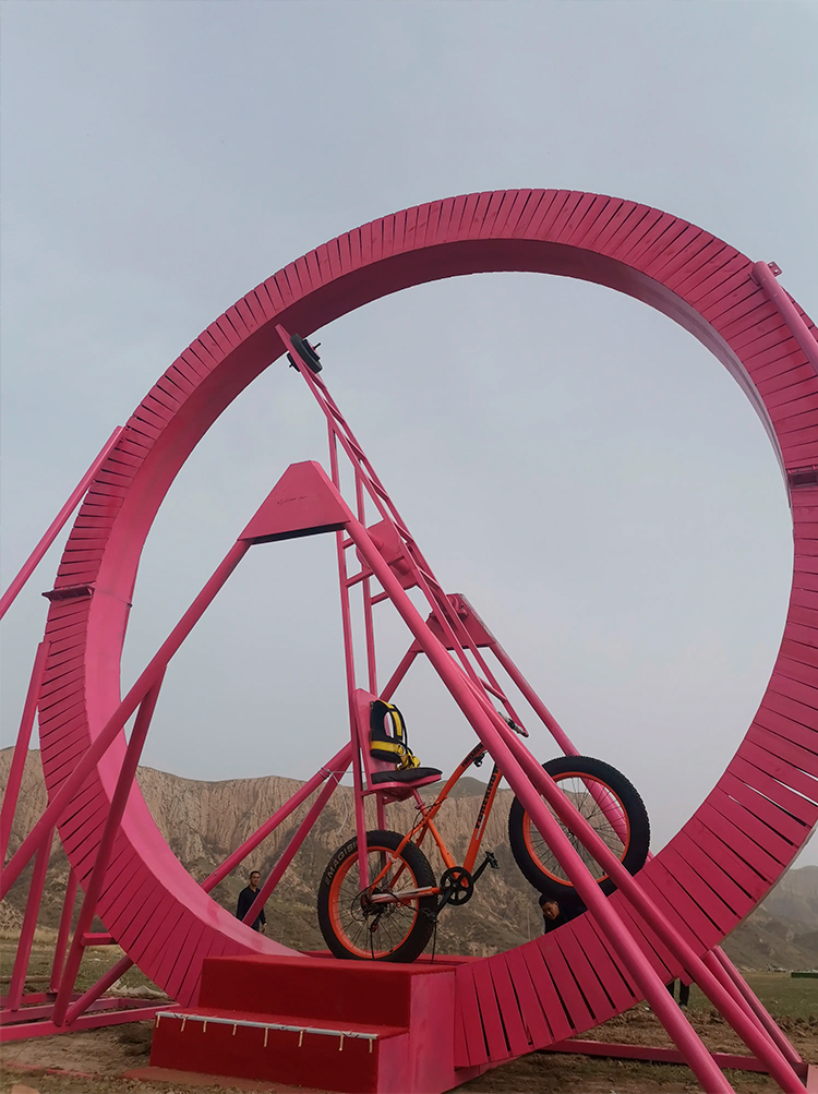 360度旋转自行车圆形轨道无动力空中单车脚踏车网红木质空中飞车