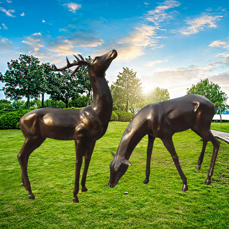 河北铸铜鹿仿铜鹿动物雕塑多种款式支持定做