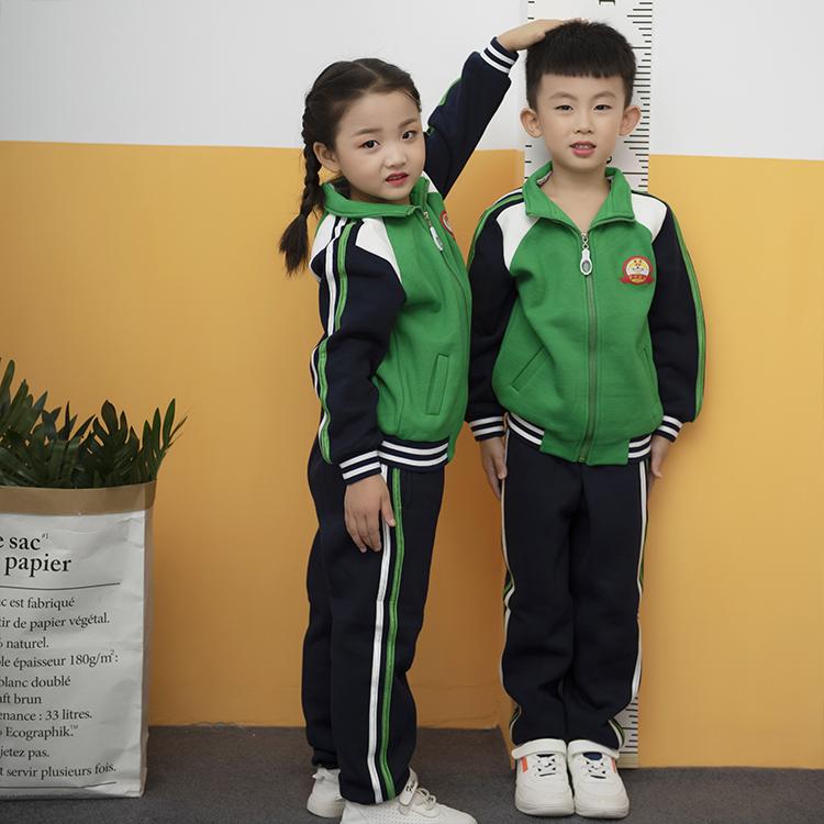 小学生运动会班服儿童校服绿色运动服