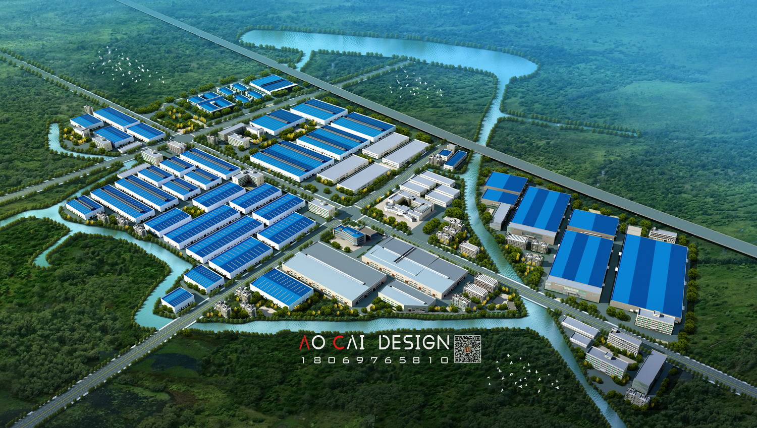 杭州市厂房规划鸟瞰图厂家工业厂房鸟瞰图设计，厂房规划鸟瞰图，园林景观设计
