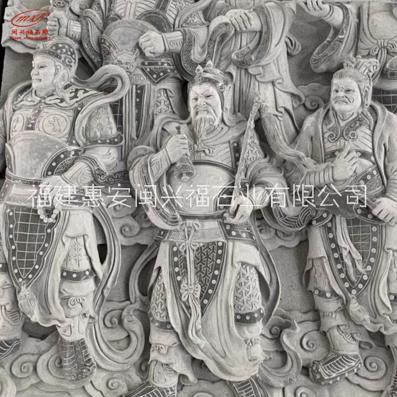 石雕佛像浮雕装饰壁画佛家人物群像五百罗汉户外青石背景墙图片