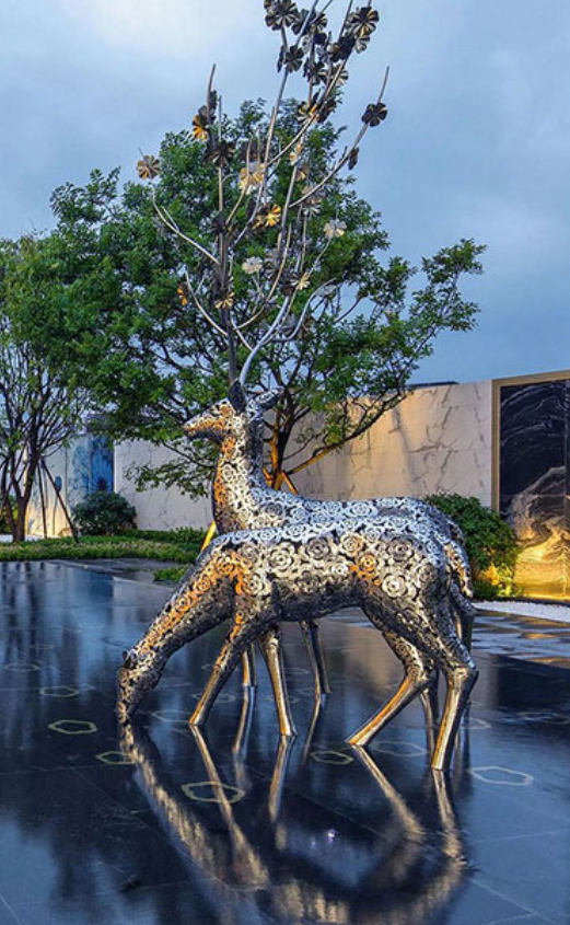 成都市大型不锈钢雕塑定制抽象创意凤凰海厂家