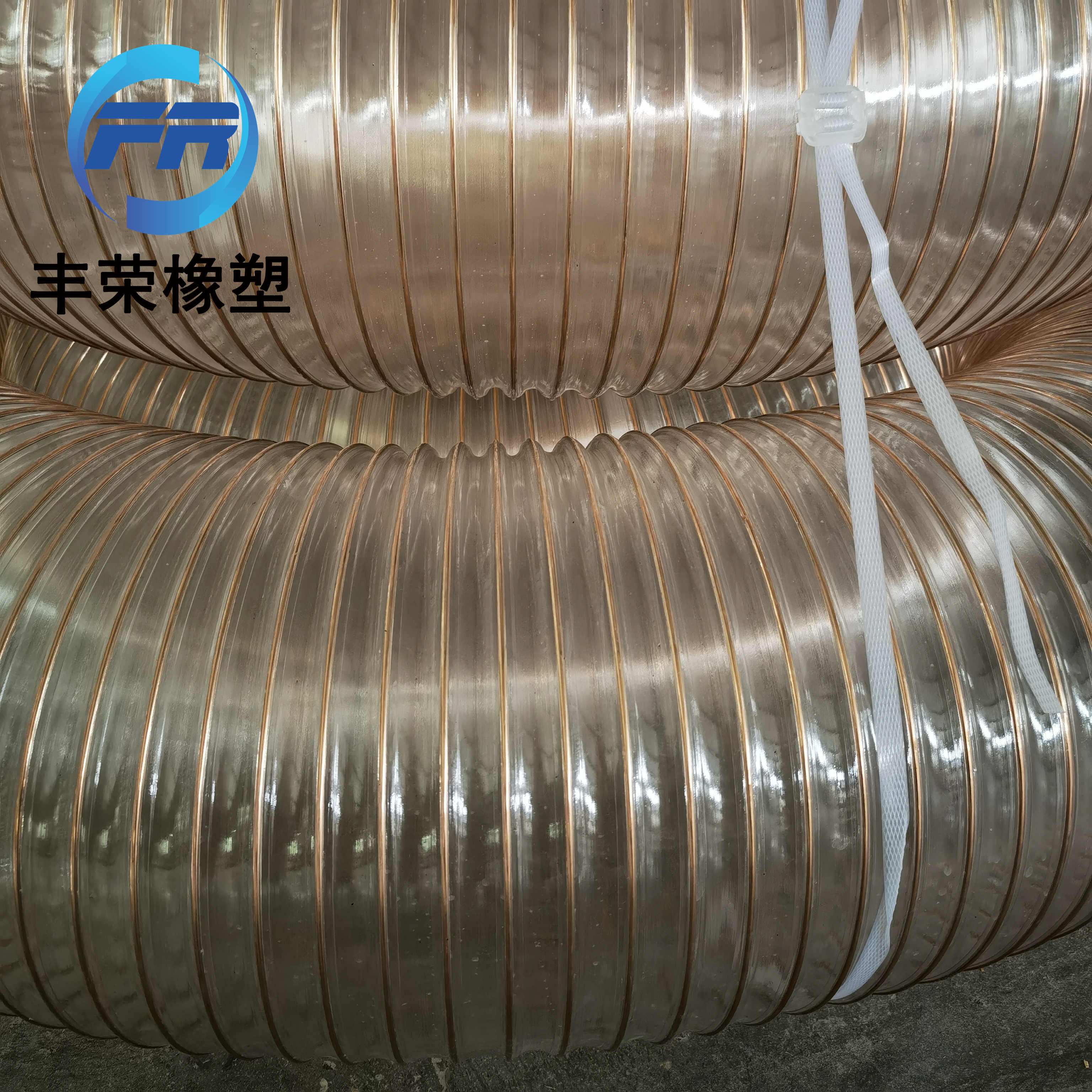 丰荣pu透明钢丝软管伸缩镀铜物料输送管