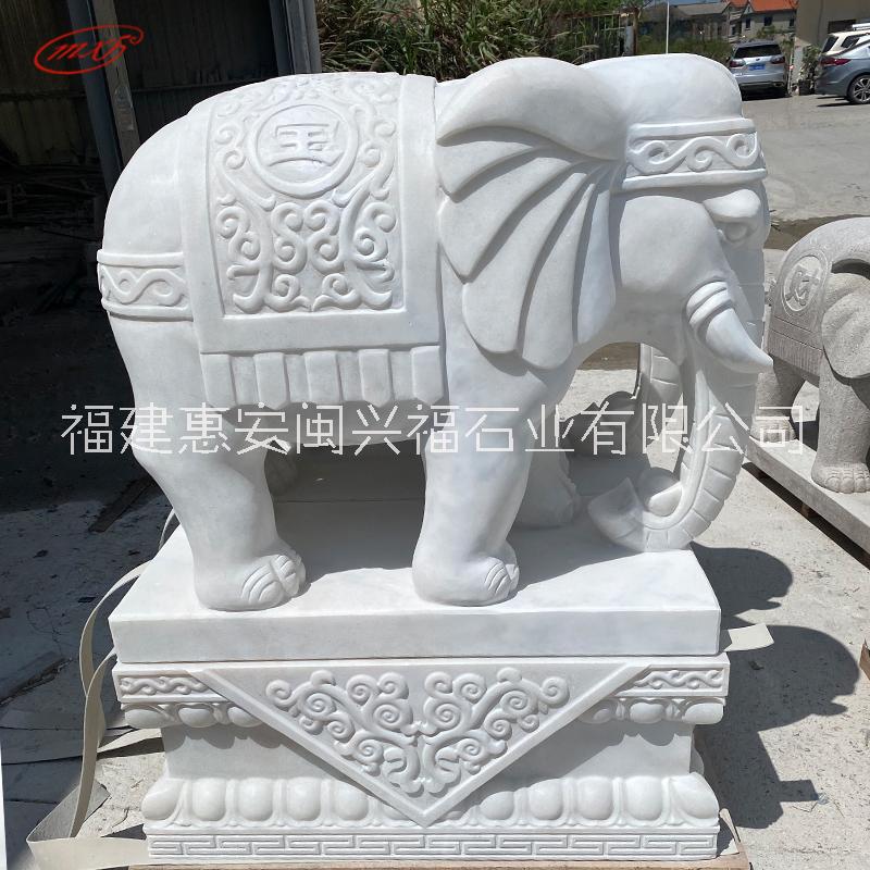 泉州石材厂家汉白玉大象石雕雕刻花岗岩石象门口动物雕塑摆件