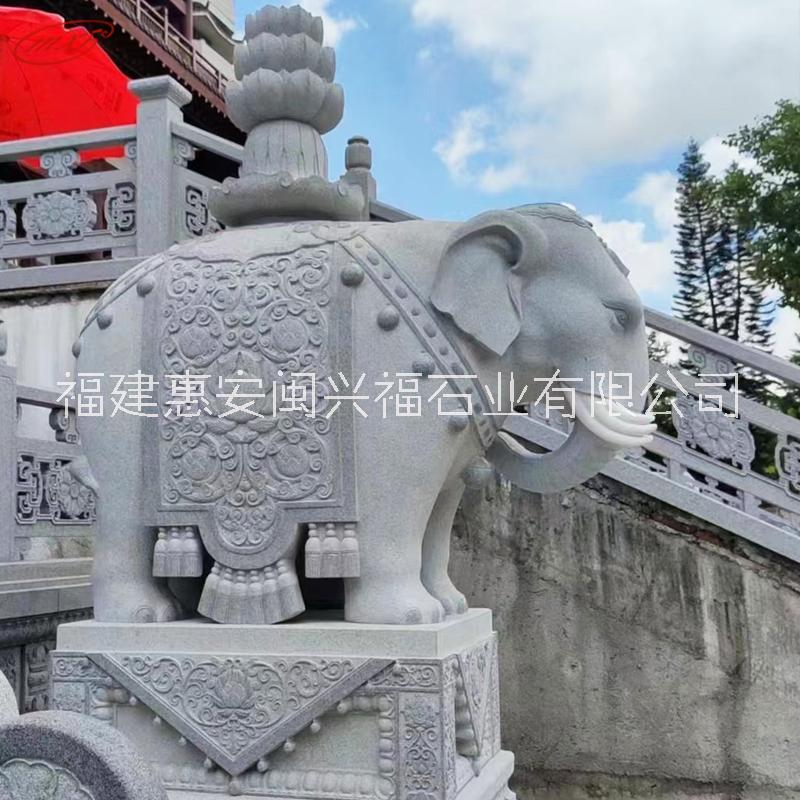 厂家石雕大象一对青石象花岗岩天然石材雕刻动物庭院门口摆件