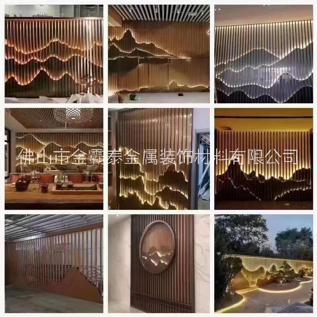 佛山市木纹曲面墙身铝板假山造型园林铝板设计厂家