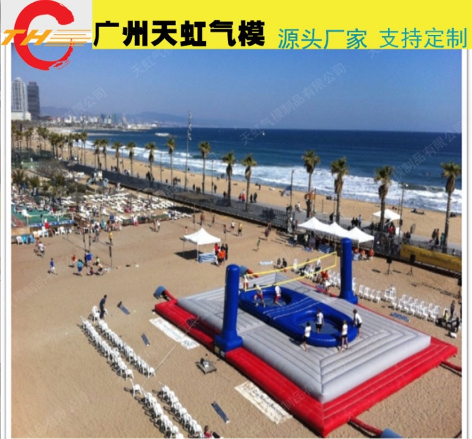 广州充气沙滩排球场订做 沙滩跳床  充气足球场批发价格