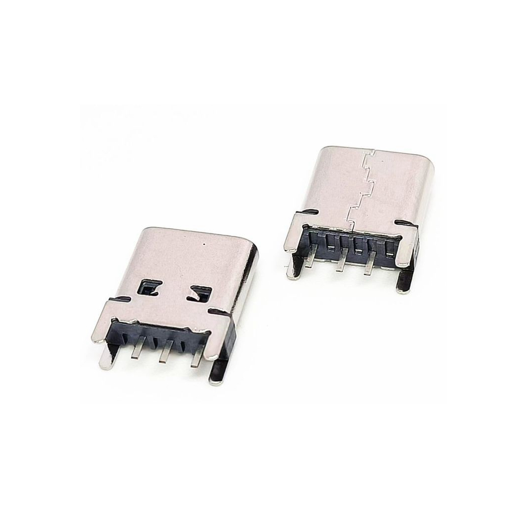 3PIN直插TYPE-C母座 180度DIP 3P立式插板USB3.1连接器 外壳四脚固定 多种高度