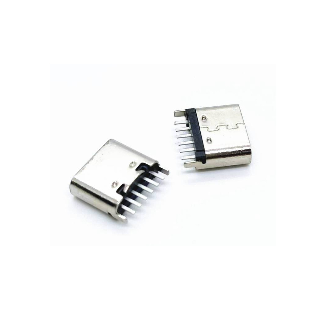 6PIN TYPE-C母座 脚长1.5 二脚DIP 6P针插板 USB-CF立式母头 威联创供应