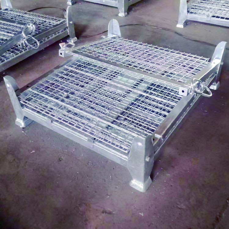 上海市金属吊笼厂家金属吊笼热镀锌仓储笼 可加装脚轮可吊装可堆垛载重1吨可折叠金属网箱