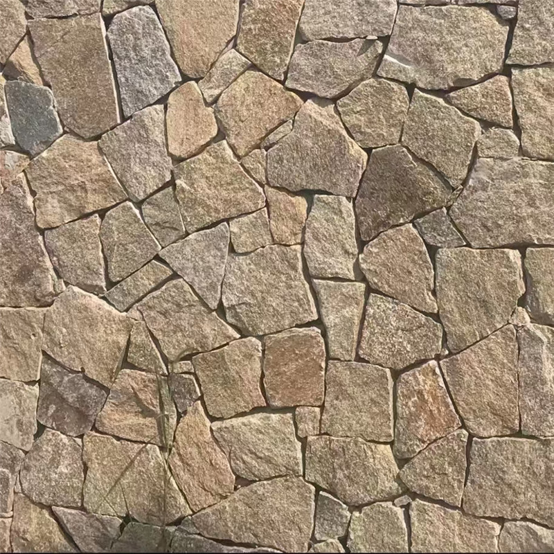 虎皮黄花岗岩碎拼石 黄木纹文化石 米蘑菇石