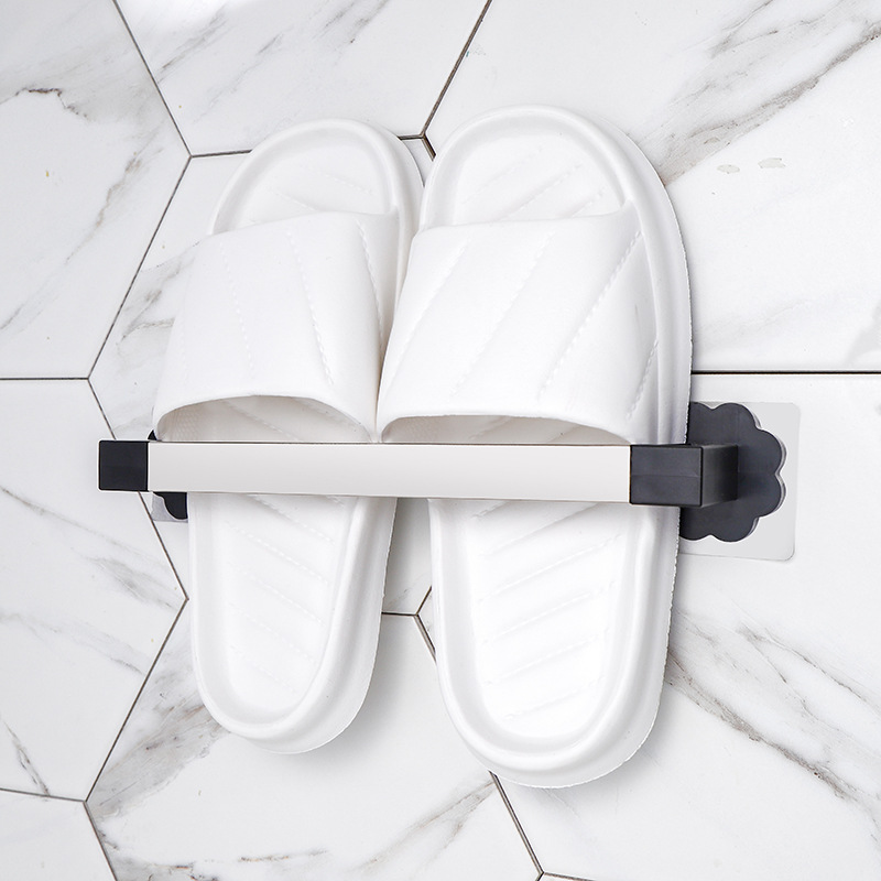 新款碳钢拖鞋架无痕壁挂式毛巾架厨房浴室洗手间多用抹布架锅盖架图片