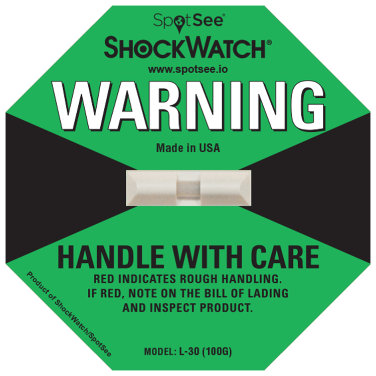 美国进口100GshockwatchL-30防震撞标签图片