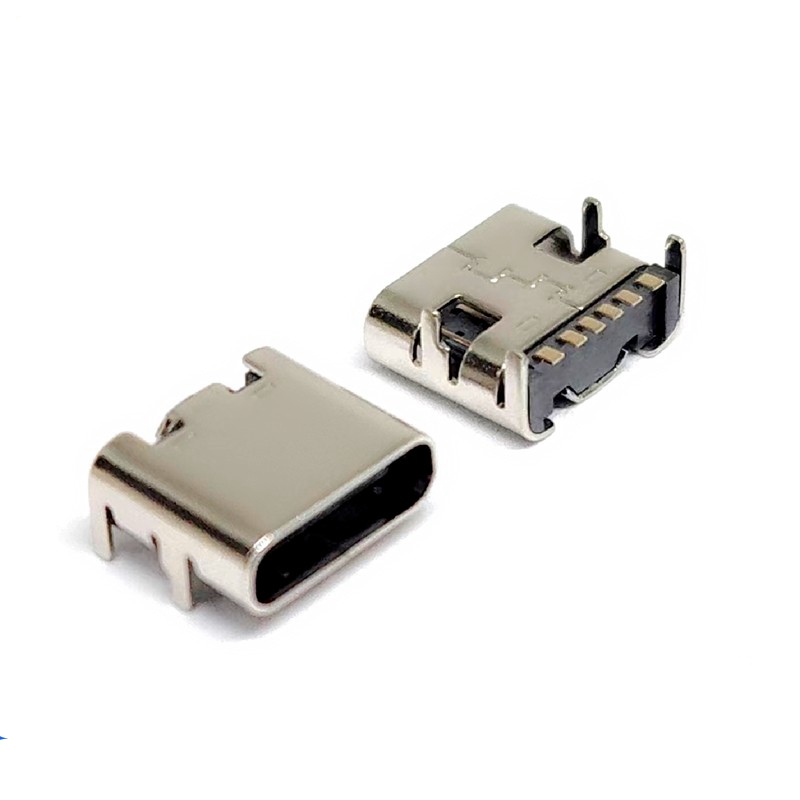 TYPE C连接器 6PIN板上插板7.4 USB3.1母座 SMT 单充电 大电流