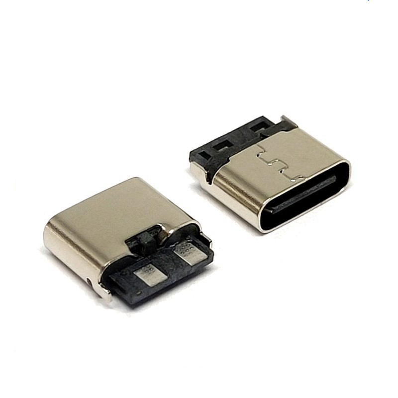 USB3.1连接器 焊线式Type-C 2Pin母座  舌片不露铜 焊盘加宽 大电流图片